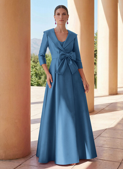 A-Line Wrap V-Neck Satin Mother Of The Bride Dresses With Bow