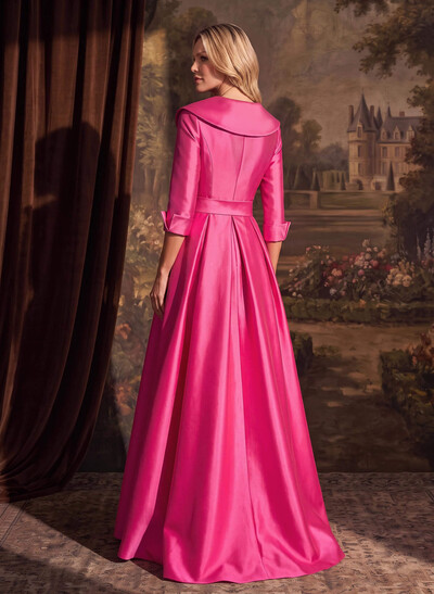 A-Line Wrap V-Neck Satin Mother Of The Bride Dresses With Bow