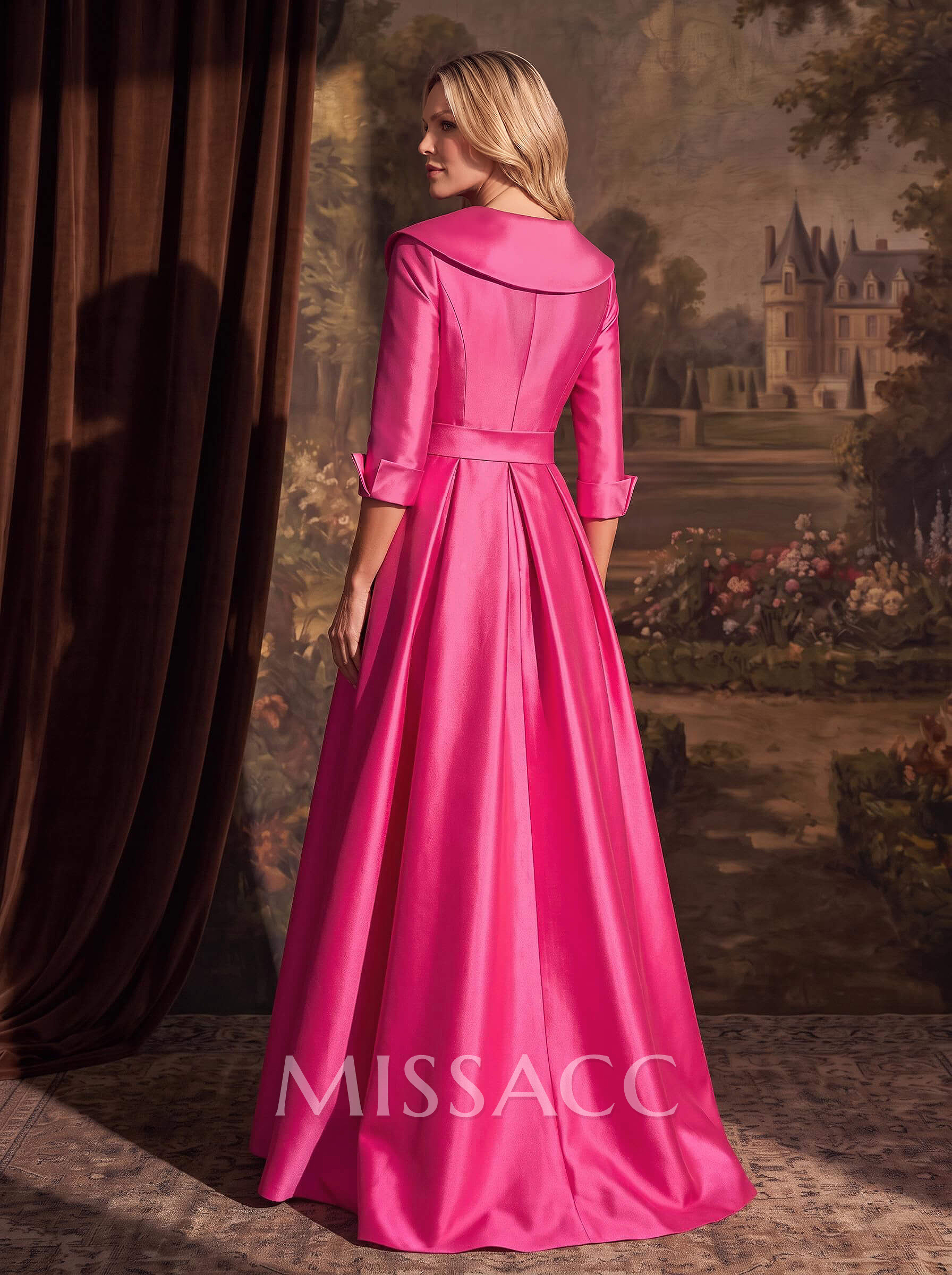 A-Line Wrap V-Neck Satin Mother Of The Bride Dresses With Bow