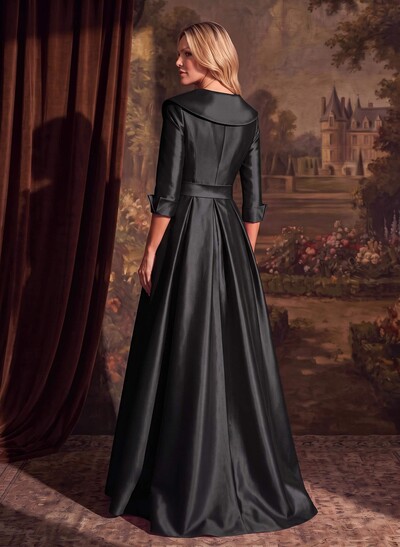 A-Line Wrap V-Neck Satin Mother Of The Bride Dresses With Bow