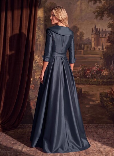 A-Line Wrap V-Neck Satin Mother Of The Bride Dresses With Bow