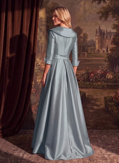A-Line Wrap V-Neck Satin Mother Of The Bride Dresses With Bow
