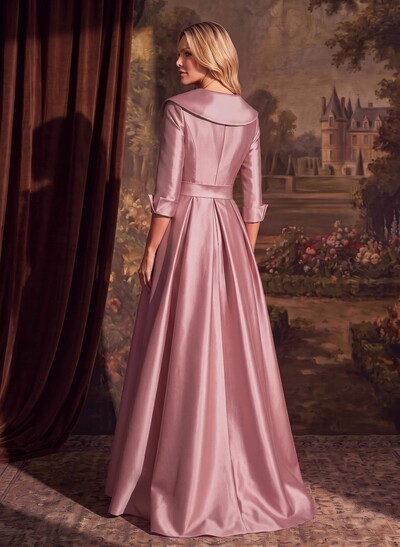 A-Line Wrap V-Neck Satin Mother Of The Bride Dresses With Bow