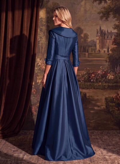 A-Line Wrap V-Neck Satin Mother Of The Bride Dresses With Bow