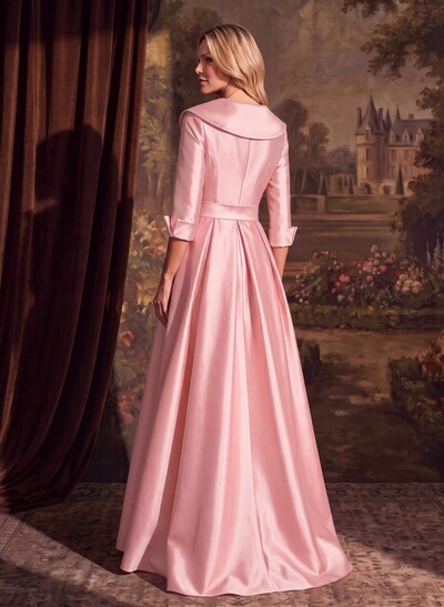 A-Line Wrap V-Neck Satin Mother Of The Bride Dresses With Bow