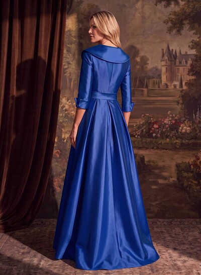 A-Line Wrap V-Neck Satin Mother Of The Bride Dresses With Bow