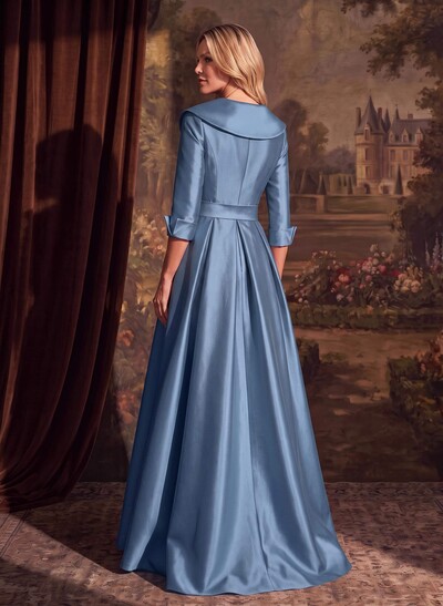 A-Line Wrap V-Neck Satin Mother Of The Bride Dresses With Bow