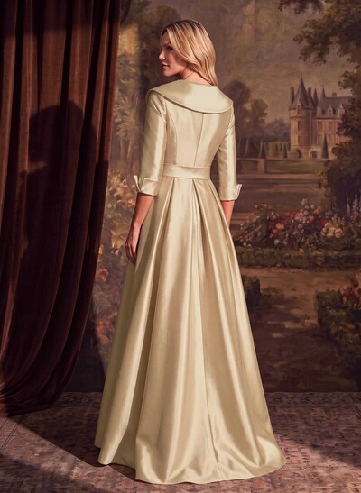 A-Line Wrap V-Neck Satin Mother Of The Bride Dresses With Bow