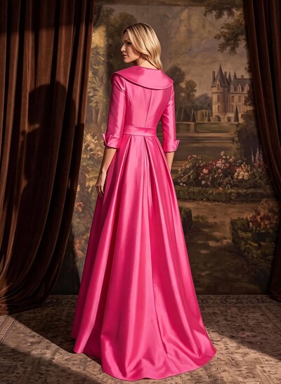 A-Line Wrap V-Neck Satin Mother Of The Bride Dresses With Bow