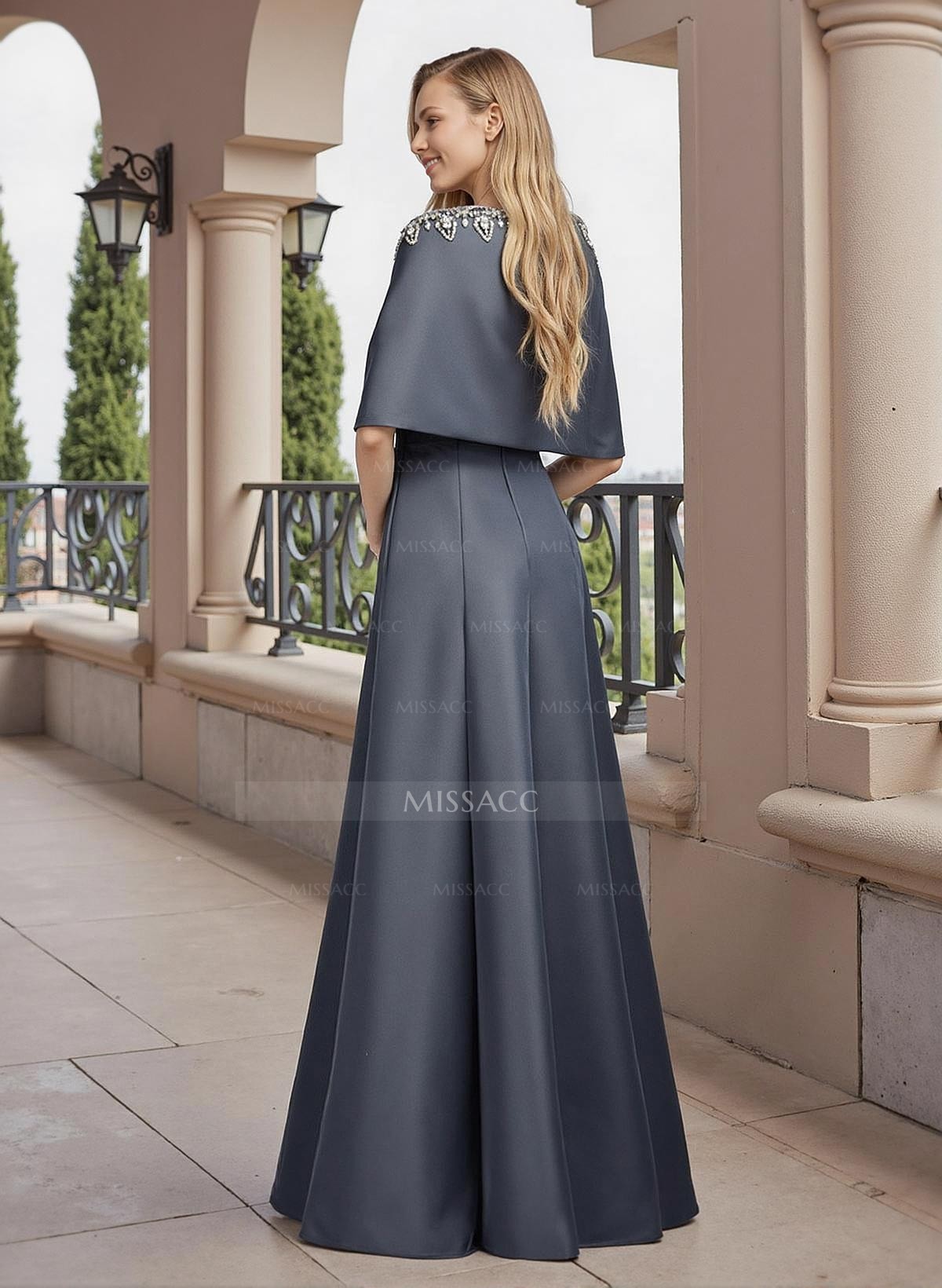 A-Line Scoop Neck Sleeveless Floor-Length Satin Mother Of The Bride Dresses