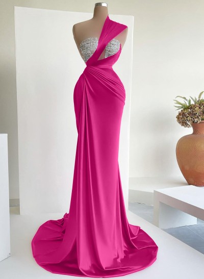 Sparkly Beading One-Shoulder Prom Dresses With Sheath/Column