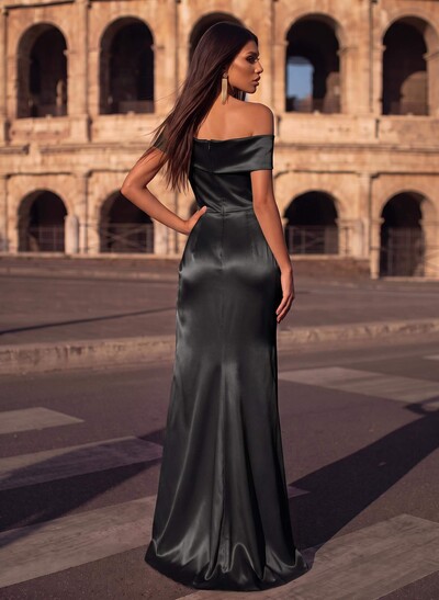 Off-The-Shoulder Simple High Slit Prom Dresses