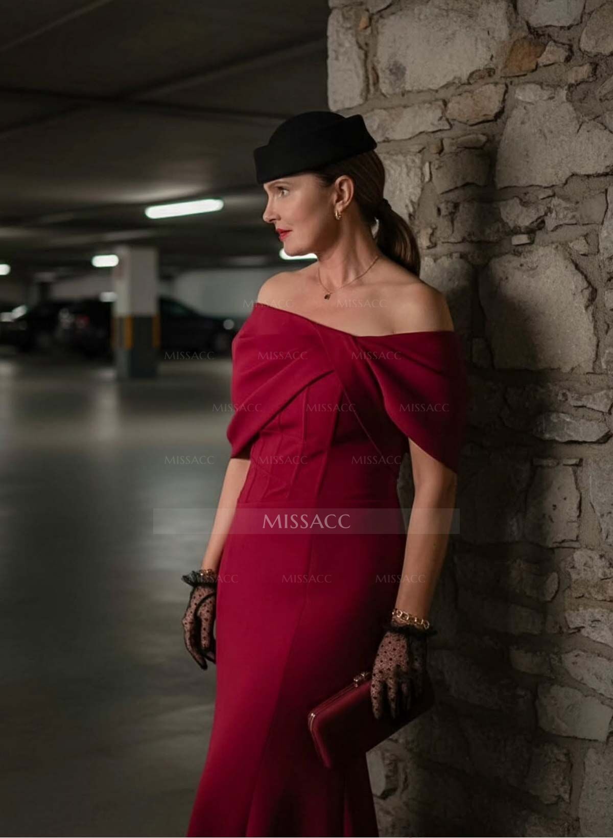 Sheath/Column One-Shoulder Elastic Satin Prom Dresses With Split Front