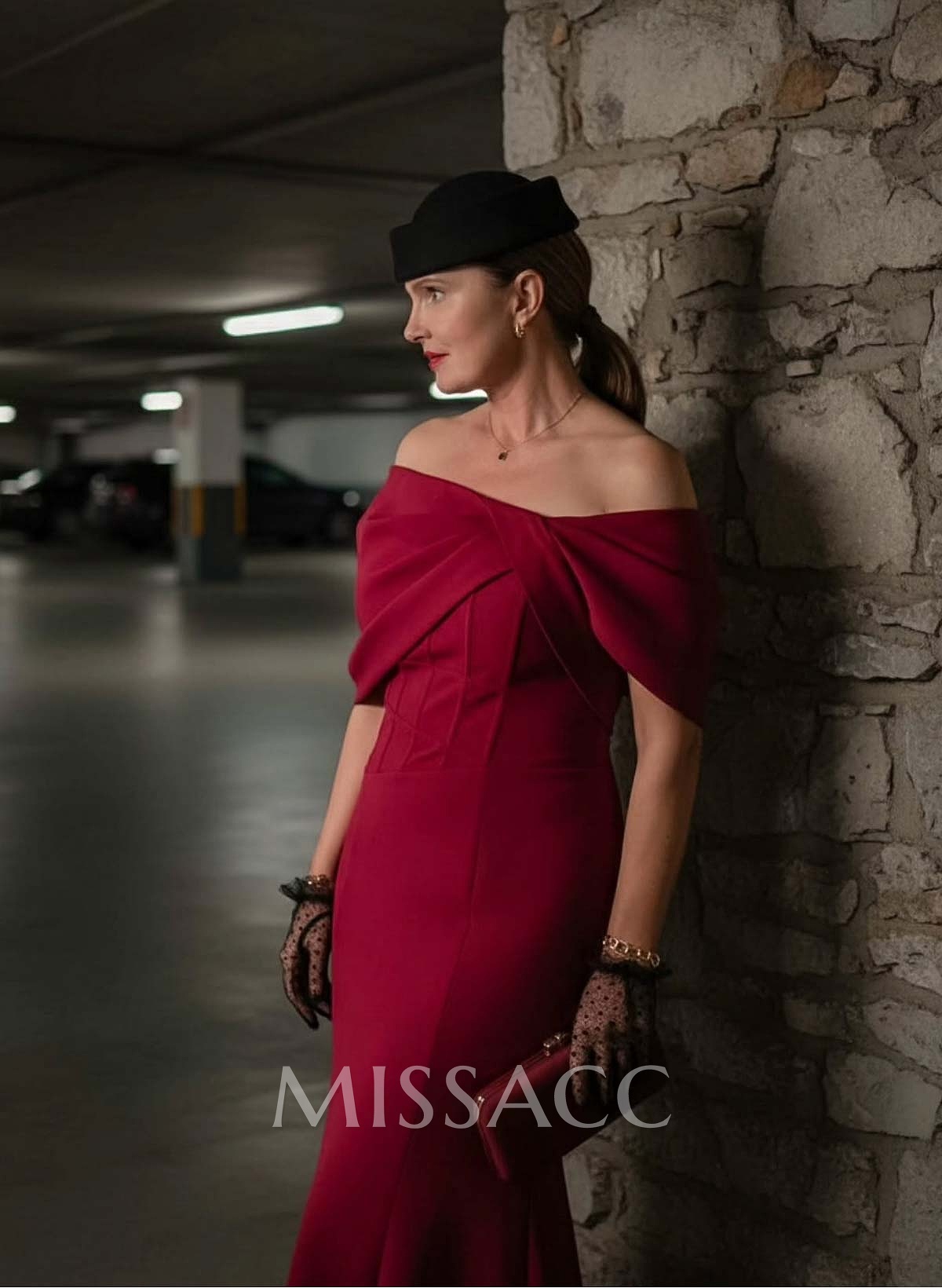 Sheath/Column One-Shoulder Elastic Satin Prom Dresses With Split Front