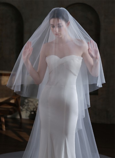 Simple Cut Edge Two-Tier Cathedral Bridal Veils