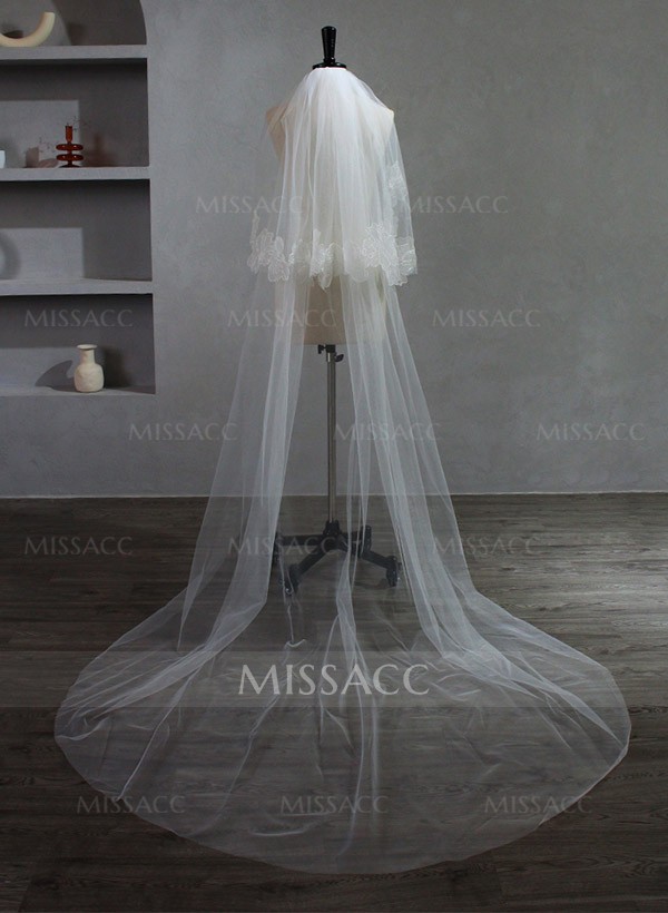 Cut Edge Two-Tier Chapel Bridal Veils