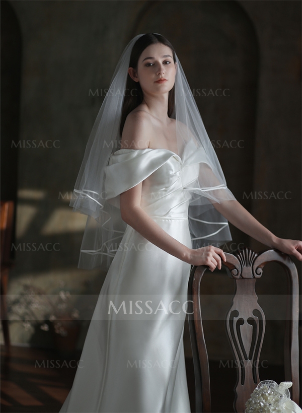 Tulle Satin Edge Two-Tier Fingertip Bridal Veils