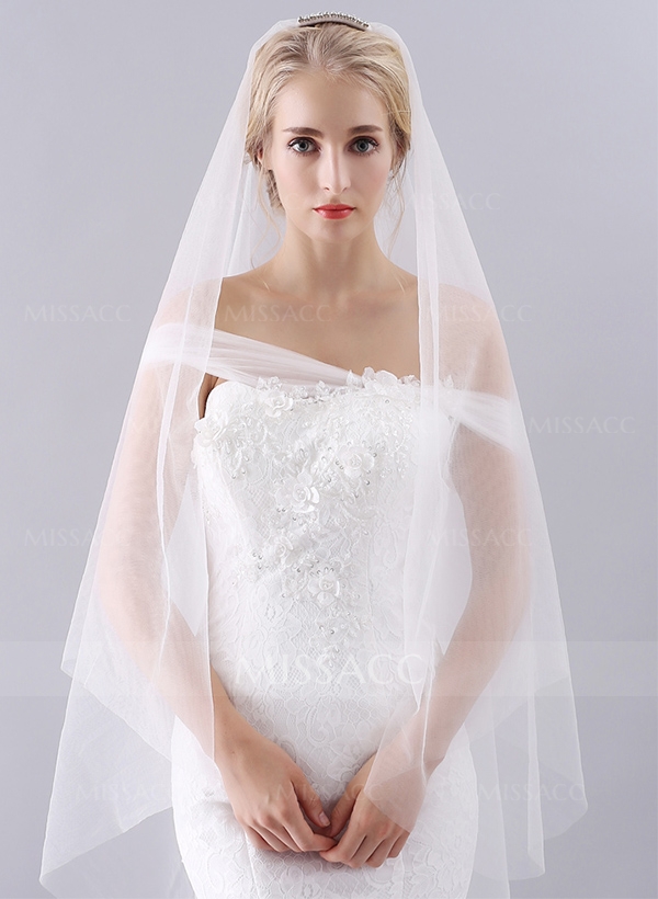 Simple Pencil Edge Two-Tier Waltz Bridal Veils