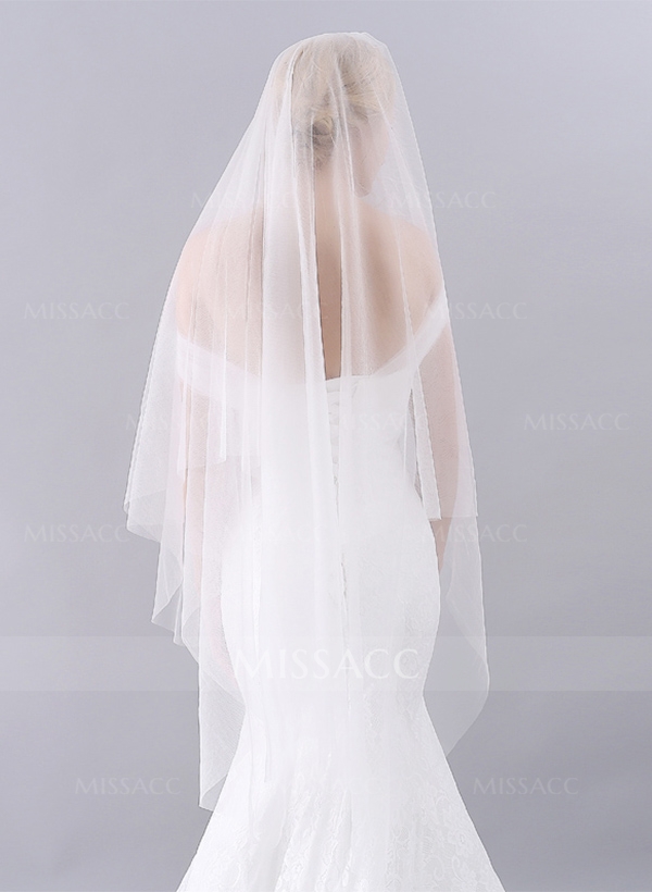 Simple Pencil Edge Two-Tier Waltz Bridal Veils