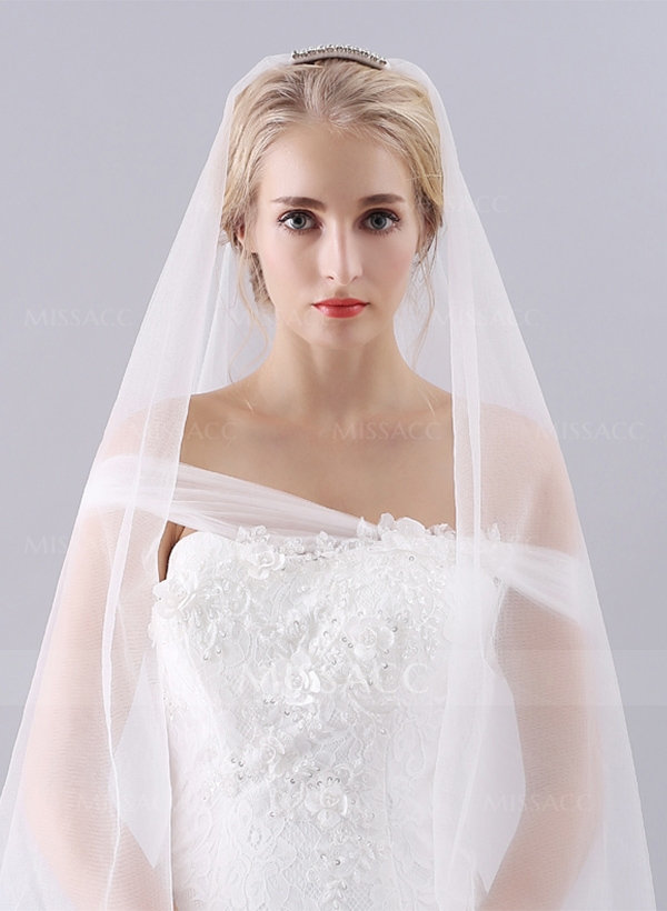 Simple Pencil Edge Two-Tier Waltz Bridal Veils