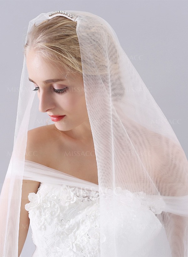 Simple Pencil Edge Two-Tier Waltz Bridal Veils