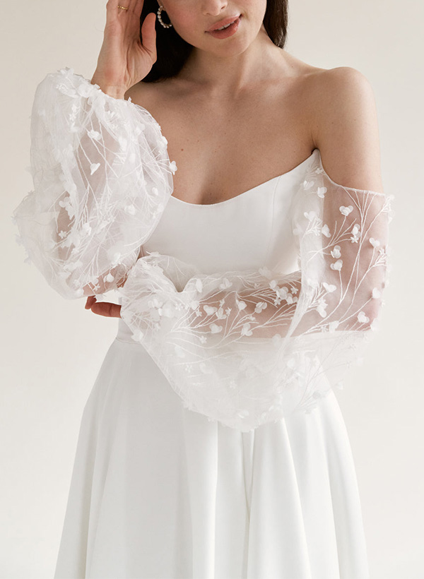 A-Line Off-The-Shoulder Long Sleeves Wedding Dresses With Split Front