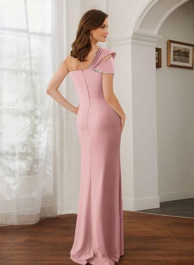 Trumpet/Mermaid One-Shoulder Elastic Satin Bridesmaid Dresses With Beading