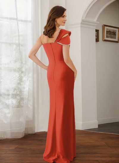 Trumpet/Mermaid One-Shoulder Elastic Satin Bridesmaid Dresses With Beading