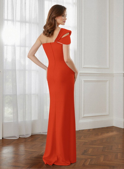 Trumpet/Mermaid One-Shoulder Elastic Satin Bridesmaid Dresses With Beading