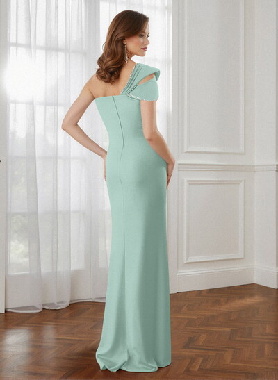 Trumpet/Mermaid One-Shoulder Elastic Satin Bridesmaid Dresses With Beading