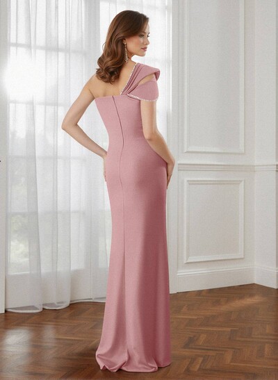 Trumpet/Mermaid One-Shoulder Elastic Satin Bridesmaid Dresses With Beading