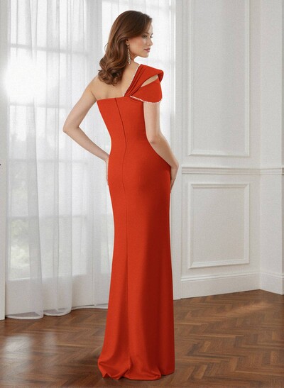 Trumpet/Mermaid One-Shoulder Elastic Satin Bridesmaid Dresses With Beading