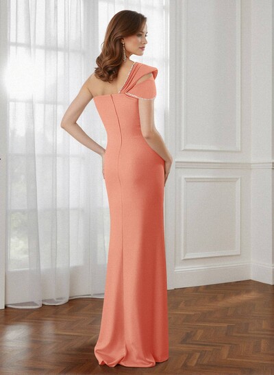 Trumpet/Mermaid One-Shoulder Elastic Satin Bridesmaid Dresses With Beading