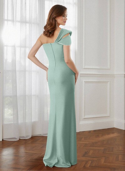 Trumpet/Mermaid One-Shoulder Elastic Satin Bridesmaid Dresses With Beading