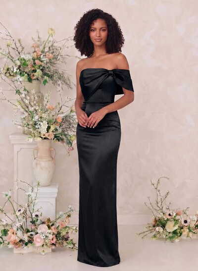 Sheath/Column One-Shoulder Sleeveless Floor-Length Satin Bridesmaid Dresses