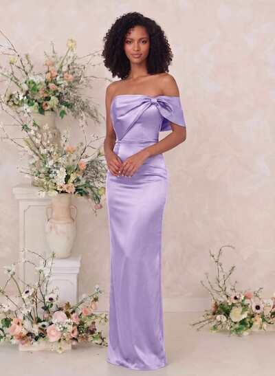 Sheath/Column One-Shoulder Sleeveless Maxi Satin Bridesmaid Dresses
