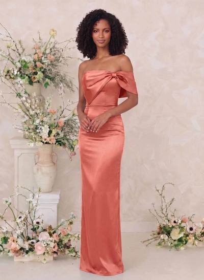 Sheath/Column One-Shoulder Sleeveless Floor-Length Satin Bridesmaid Dresses