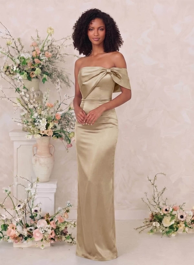 Sheath/Column One-Shoulder Sleeveless Floor-Length Satin Bridesmaid Dresses