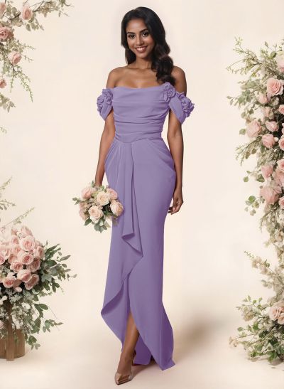 Trumpet/Mermaid Off-The-Shoulder Elastic Satin Bridesmaid Dresses With Ruffle