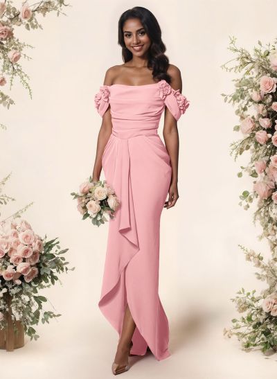 Trumpet/Mermaid Off-The-Shoulder Elastic Satin Bridesmaid Dresses With Ruffle