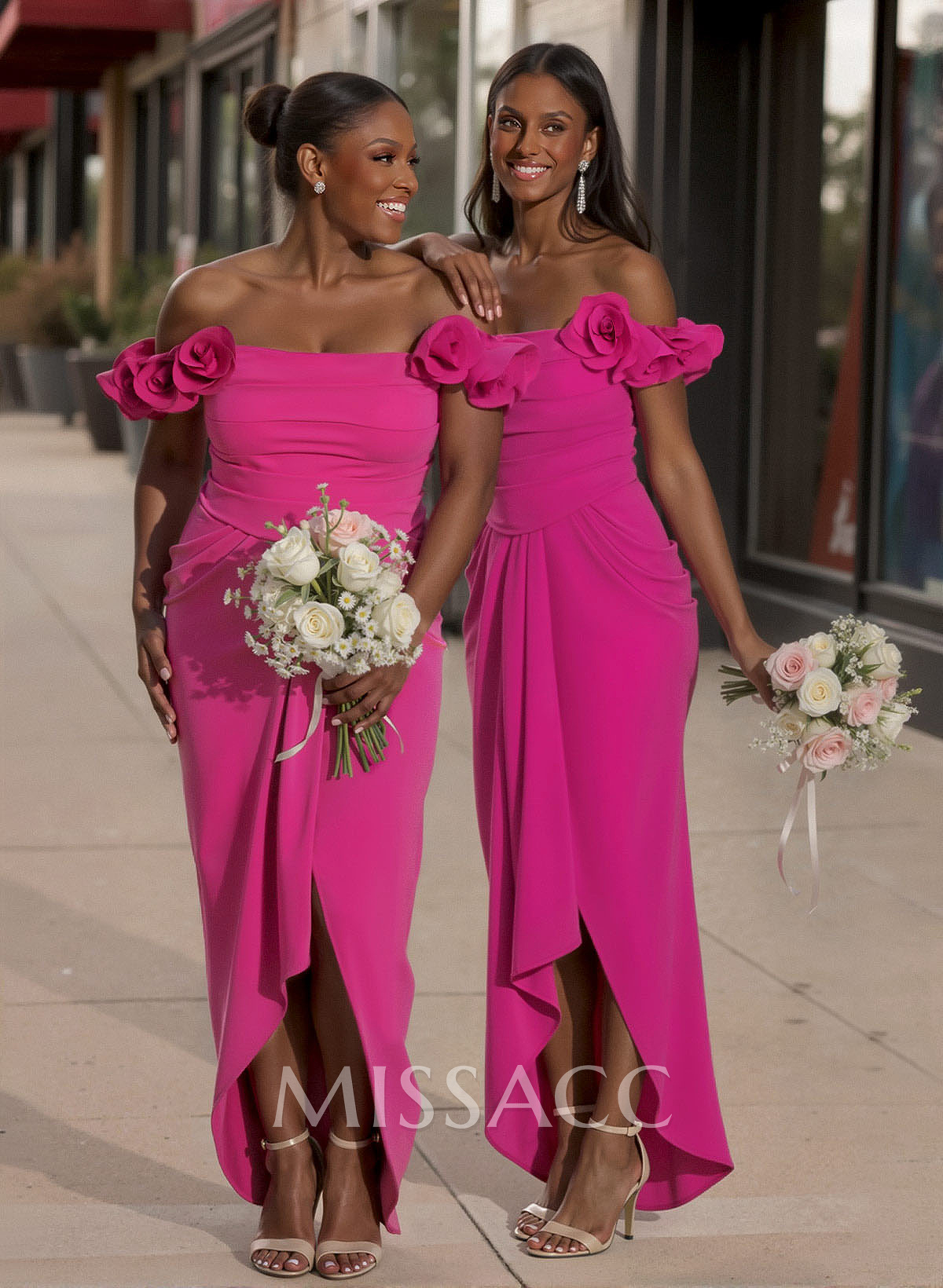 Trumpet/Mermaid Off-The-Shoulder Elastic Satin Bridesmaid Dresses With Ruffle Trumpet/Mermaid Off-The-Shoulder Elastic Satin Bridesmaid Dresses With Ruffle
