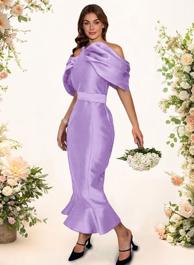 Trumpet/Mermaid Sleeveless Ankle-Length Satin Bridesmaid Dresses