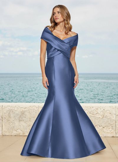 Trumpet/Mermaid Off-The-Shoulder Sleeveless Satin Bridesmaid Dresses