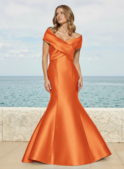 Trumpet/Mermaid Off-The-Shoulder Sleeveless Satin Bridesmaid Dresses