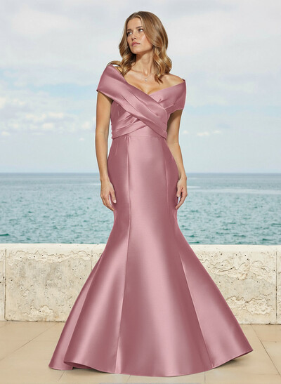 Trumpet/Mermaid Off-The-Shoulder Sleeveless Satin Bridesmaid Dresses