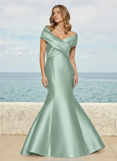 Trumpet/Mermaid Off-The-Shoulder Sleeveless Satin Bridesmaid Dresses