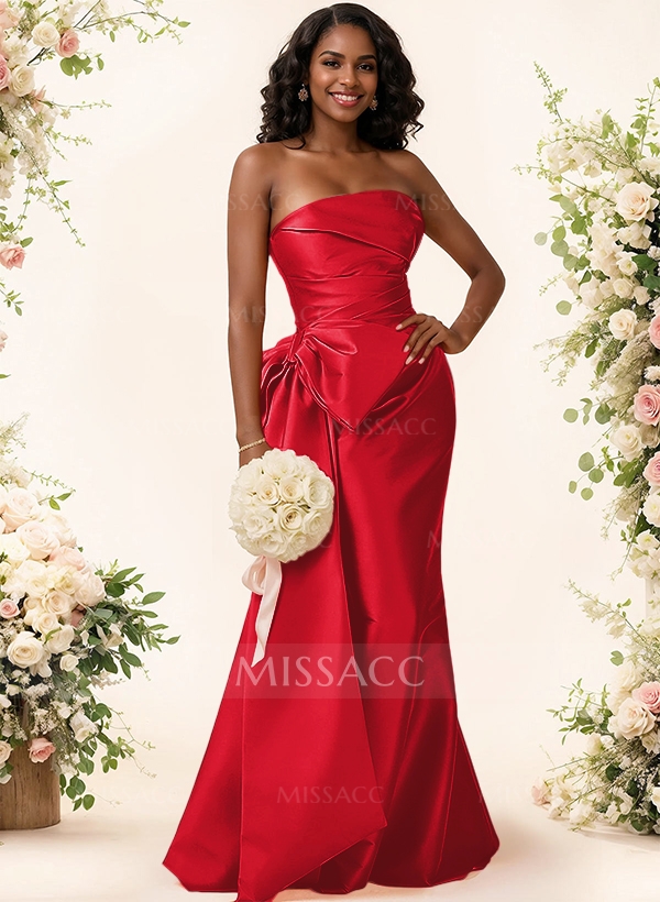 Trumpet/Mermaid Strapless Sleeveless Satin Bridesmaid Dresses With