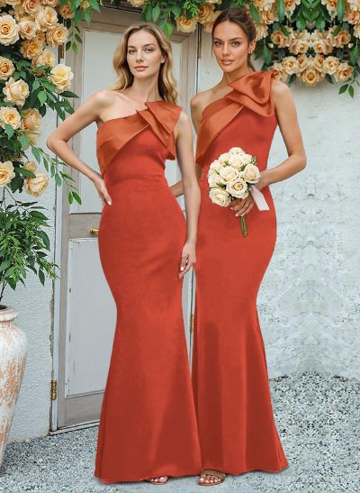 Trumpet/Mermaid One-Shoulder Elastic Satin Bridesmaid Dresses With Bow(s)