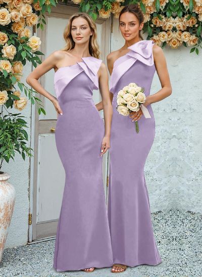 Trumpet/Mermaid One-Shoulder Elastic Satin Bridesmaid Dresses With Bow(s)