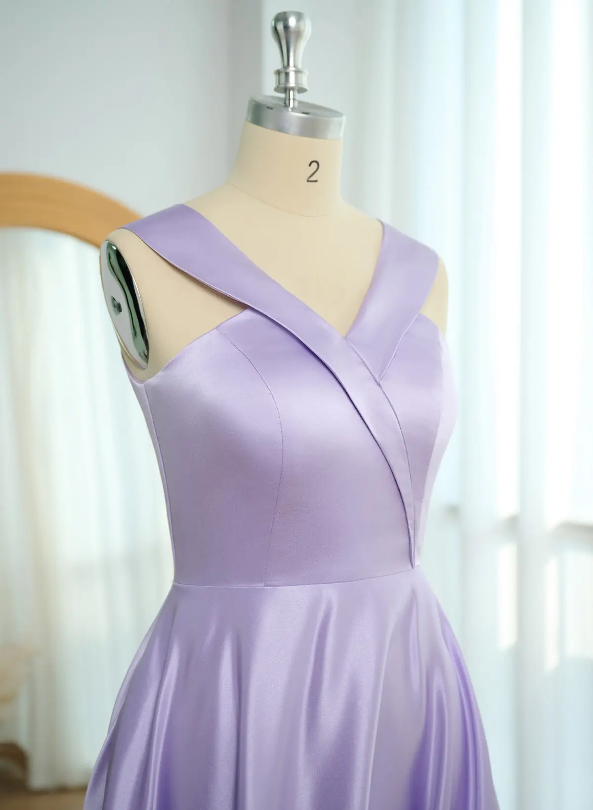 A-Line V-Neck Sleeveless Floor-Length Satin Bridesmaid Dresses